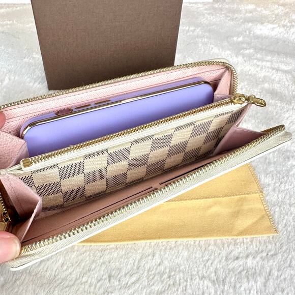 Louis Vuitton Damier Azur Clemence Long Wallet pink leather NICE EUC - Picture 16 of 16